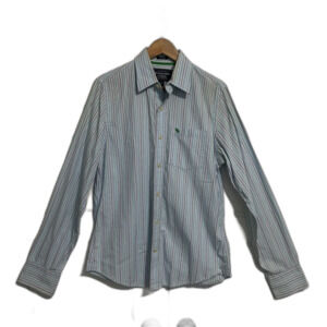 Abercrombie & Fitch Mens L Blue Striped Long Sleeve Button Down Muscle Fit Shirt